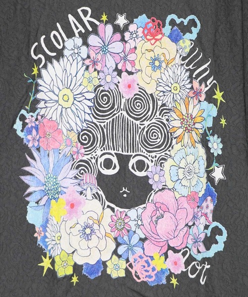 ScoLar(スカラー)の「ScoLar スカラーちゃん ローズJQ TEE(Tシャツ/カットソー・レディース・ホワイト/チャコールグレー・FREE)」の7枚目の写真