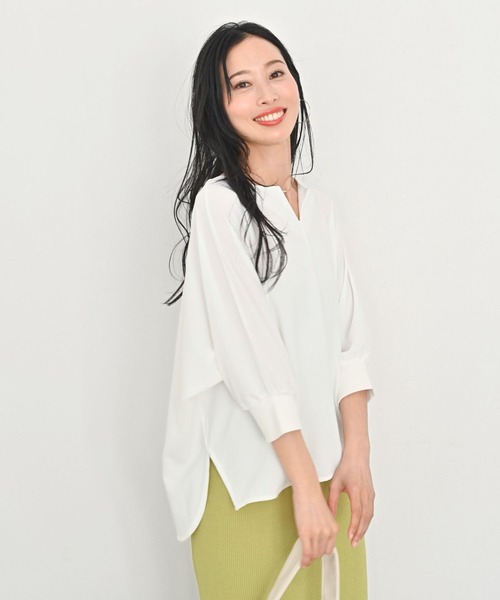 Ehre style(エーレスタイル)の「週5で使える 通勤 ブラウス ・UVカット ・洗える ・シワ無し(シャツ/ブラウス・レディース・ブラウン/ホワイト/ピンク・FREE)」の4枚目の写真