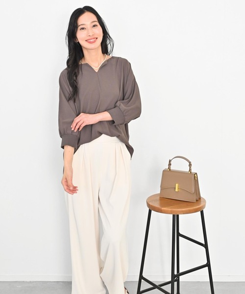 Ehre style(エーレスタイル)の「週5で使える 通勤 ブラウス ・UVカット ・洗える ・シワ無し(シャツ/ブラウス・レディース・ブラウン/ホワイト/ピンク・FREE)」の12枚目の写真