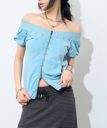 Tシャツ/カットソー（ブルー・ネイビー/青色系・オフショルダー
