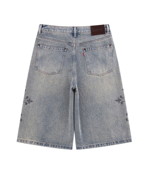 SUPPLIER(サプライヤー)の「デニムショーツ|Royal Cross Rhinestone Baggy Denim Shorts|SUPPLIER(デニムパンツ・メンズ・ブラック/ブルー・SMALL/X-LARGE/MEDIUM)」の16枚目の写真