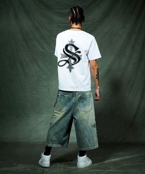 SUPPLIER(サプライヤー)の「デニムショーツ|Royal Cross Rhinestone Baggy Denim Shorts|SUPPLIER(デニムパンツ・メンズ・ブラック/ブルー・SMALL/X-LARGE/MEDIUM)」の15枚目の写真