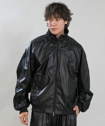 adidas/アディダス ジャージ トラックジャケット レザー風 スタジアム ルーズフィット フェイクレザー トラックジャケット セットアップ対応 HL312