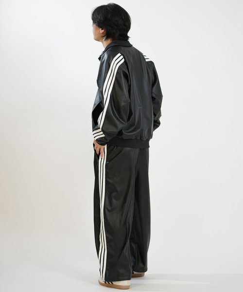 adidas(アディダス)の「adidas/アディダス ジャージ トラックジャケット レザー風 スタジアム ルーズフィット フェイクレザー トラックジャケット セットアップ対応 HL312(ジャージ・メンズ・ブラック×ホワイト/ブラック×ブラック・XL/L/M)」の6枚目の写真