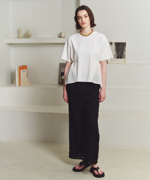 BIANCA(ビアンカ)の「【シルエット変化】ドロスト付きコンビカットソー(Tシャツ/カットソー・レディース・ネイビー/ブラック/ホワイト・38)」の11枚目の写真