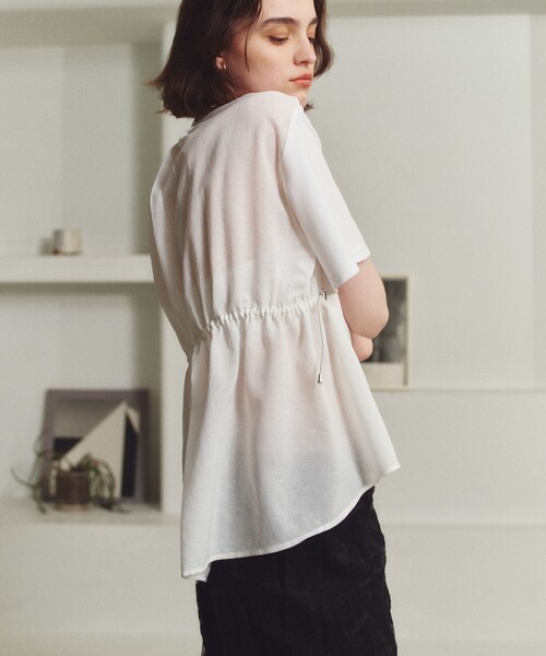 BIANCA(ビアンカ)の「【シルエット変化】ドロスト付きコンビカットソー(Tシャツ/カットソー・レディース・ネイビー/ブラック/ホワイト・38)」の13枚目の写真