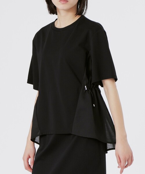 BIANCA(ビアンカ)の「【シルエット変化】ドロスト付きコンビカットソー(Tシャツ/カットソー・レディース・ネイビー/ブラック/ホワイト・38)」の14枚目の写真