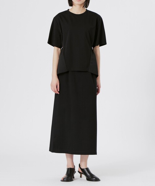 BIANCA(ビアンカ)の「【シルエット変化】ドロスト付きコンビカットソー(Tシャツ/カットソー・レディース・ネイビー/ブラック/ホワイト・38)」の4枚目の写真