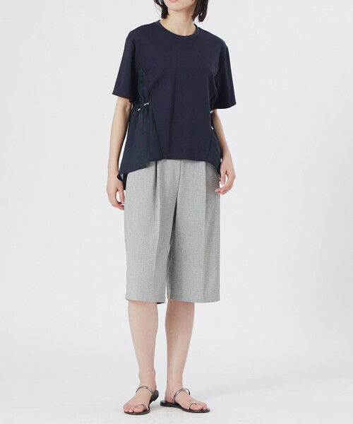 BIANCA(ビアンカ)の「【シルエット変化】ドロスト付きコンビカットソー(Tシャツ/カットソー・レディース・ネイビー/ブラック/ホワイト・38)」の5枚目の写真