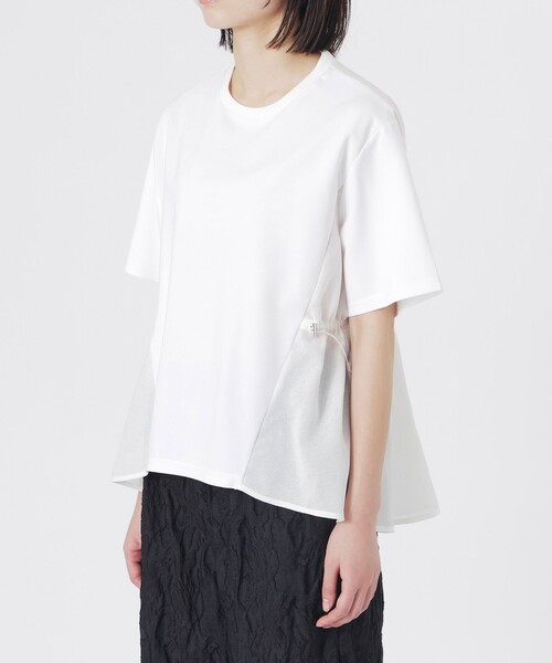 BIANCA(ビアンカ)の「【シルエット変化】ドロスト付きコンビカットソー(Tシャツ/カットソー・レディース・ネイビー/ブラック/ホワイト・38)」の7枚目の写真