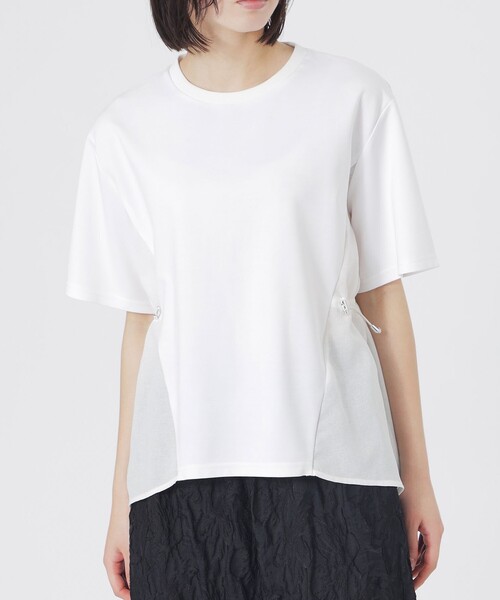 BIANCA(ビアンカ)の「【シルエット変化】ドロスト付きコンビカットソー(Tシャツ/カットソー・レディース・ネイビー/ブラック/ホワイト・38)」の10枚目の写真