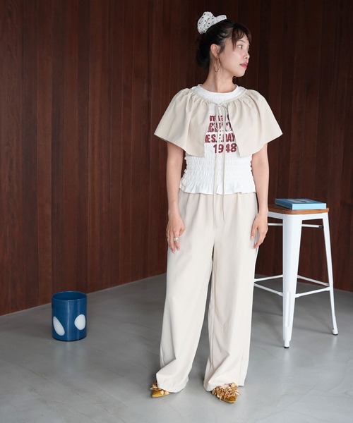 SANSeLF（サンセルフ）の「【SANSeLF】2WAYペプラムレイヤードワイドパンツ saw26s084（その他パンツ・レディース・ベージュ/グレー・FREE）」の8枚目の写真