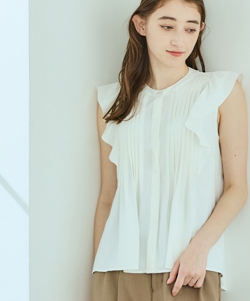 12Twelve Agenda(トゥエルブ アジェンダ)の「アソート柄ピンタックフリルスリーブブラウス(シャツ/ブラウス・レディース・オフホワイト/ブラック/ホワイト系その他・M)」の21枚目の写真