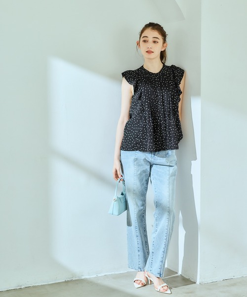12Twelve Agenda(トゥエルブ アジェンダ)の「アソート柄ピンタックフリルスリーブブラウス(シャツ/ブラウス・レディース・オフホワイト/ブラック/ホワイト系その他・M)」の13枚目の写真