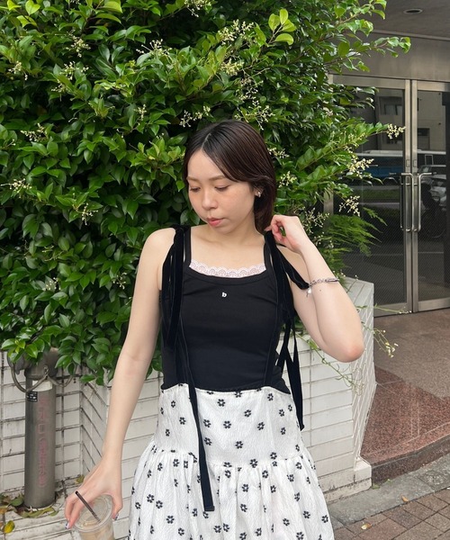 BLOOMING CHARM(ブルーミングチャーム)の「Logo camisole(キャミソール・レディース・ブラック・ONE SIZE)」の4枚目の写真
