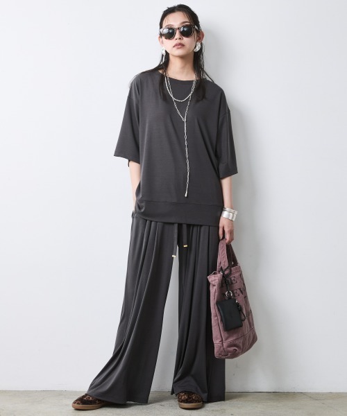 CHIC STYLE(シックスタイル)の「リュックスコンフォートカットソーパンツ<大きいサイズ有>シックスタイル(その他パンツ・レディース・チャコール/ダークブラウン・5L/4L/3L/LL/L/M)」の9枚目の写真