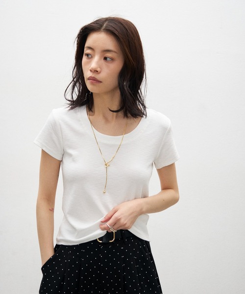 Lutim by u(ルチバイユー)の「シアーコンパクトTシャツ(Tシャツ/カットソー・レディース・ライトグレー/ホワイト/ブラック/ライトブルー/イエロー/グレー/ピンク・FREE)」の2枚目の写真