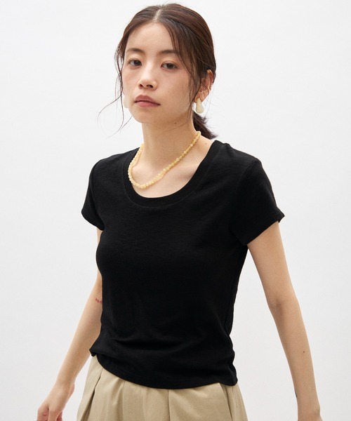 Lutim by u(ルチバイユー)の「シアーコンパクトTシャツ(Tシャツ/カットソー・レディース・ライトグレー/ホワイト/ブラック/ライトブルー/イエロー/グレー/ピンク・FREE)」の3枚目の写真