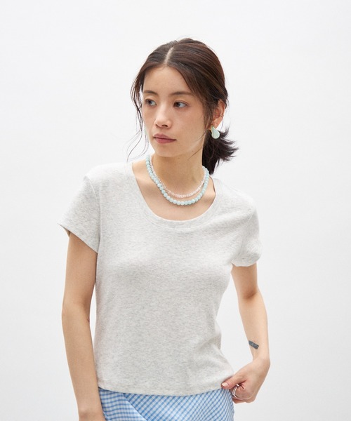 Lutim by u(ルチバイユー)の「シアーコンパクトTシャツ(Tシャツ/カットソー・レディース・ライトグレー/ホワイト/ブラック/ライトブルー/イエロー/グレー/ピンク・FREE)」の21枚目の写真
