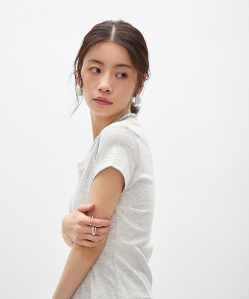 Lutim by u(ルチバイユー)の「シアーコンパクトTシャツ(Tシャツ/カットソー・レディース・ライトグレー/ホワイト/ブラック/ライトブルー/イエロー/グレー/ピンク・FREE)」の10枚目の写真