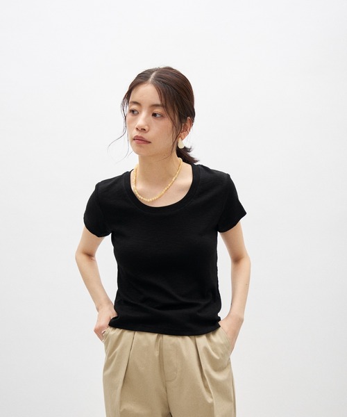 Lutim by u(ルチバイユー)の「シアーコンパクトTシャツ(Tシャツ/カットソー・レディース・ライトグレー/ホワイト/ブラック/ライトブルー/イエロー/グレー/ピンク・FREE)」の16枚目の写真