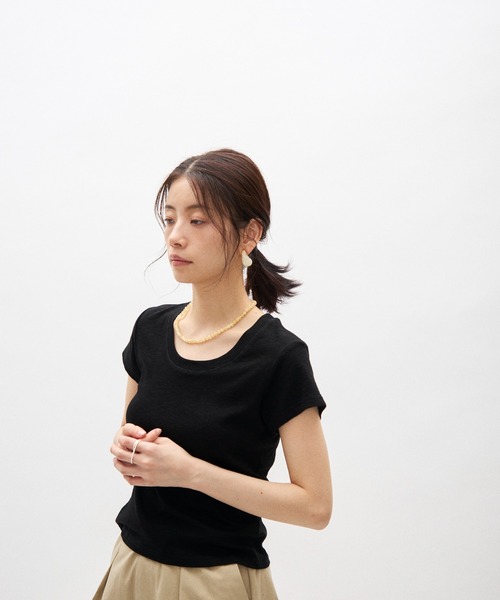 Lutim by u(ルチバイユー)の「シアーコンパクトTシャツ(Tシャツ/カットソー・レディース・ライトグレー/ホワイト/ブラック/ライトブルー/イエロー/グレー/ピンク・FREE)」の17枚目の写真