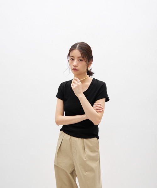 Lutim by u(ルチバイユー)の「シアーコンパクトTシャツ(Tシャツ/カットソー・レディース・ライトグレー/ホワイト/ブラック/ライトブルー/イエロー/グレー/ピンク・FREE)」の19枚目の写真