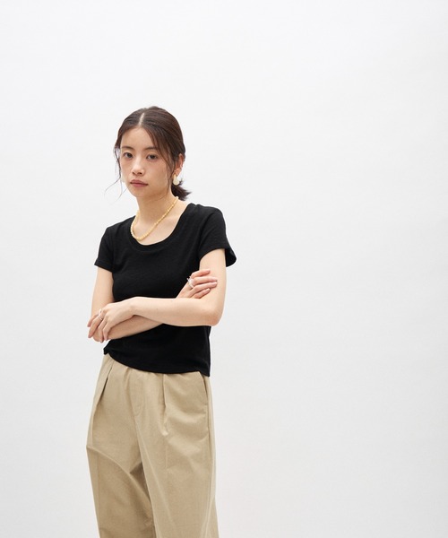 Lutim by u(ルチバイユー)の「シアーコンパクトTシャツ(Tシャツ/カットソー・レディース・ライトグレー/ホワイト/ブラック/ライトブルー/イエロー/グレー/ピンク・FREE)」の20枚目の写真