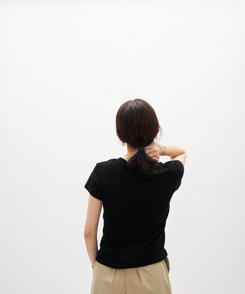 Lutim by u(ルチバイユー)の「シアーコンパクトTシャツ(Tシャツ/カットソー・レディース・ライトグレー/ホワイト/ブラック/ライトブルー/イエロー/グレー/ピンク・FREE)」の18枚目の写真