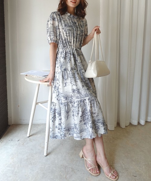 CORNERS（コーナーズ）の「トワル柄ティアードワンピース（ワンピース・レディース・ホワイト/ネイビー/ホワイト系その他・M）」の22枚目の写真