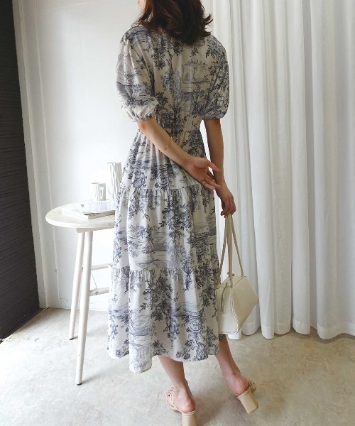 CORNERS（コーナーズ）の「トワル柄ティアードワンピース（ワンピース・レディース・ホワイト/ネイビー/ホワイト系その他・M）」の11枚目の写真