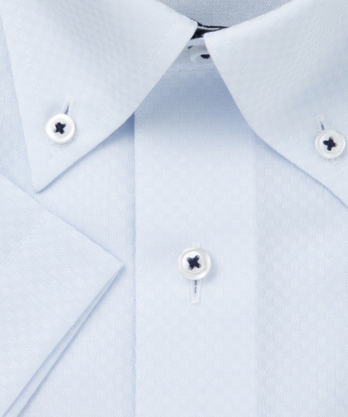 TOKYO SHIRTS(トウキョウシャツ)の「【吸水速乾】 形態安定ノンアイロン ボタンダウン 半袖ビジネスワイシャツ(ビジネスシャツ・メンズ・サックスブルー・首回り37cm/首回り39cm/首回り41cm/首回り42cm/首回り43cm)」の3枚目の写真