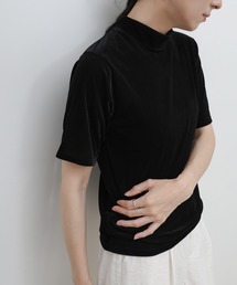 プチハイネックライトベロアTシャツ
