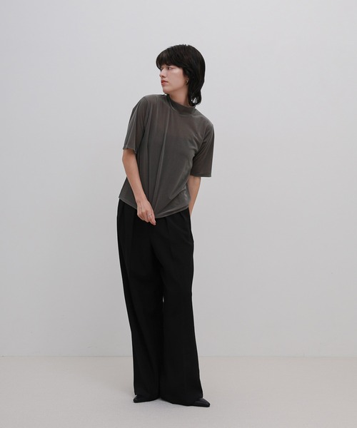 select MOCA(セレクトモカ)の「プチハイネックライトベロアTシャツ(Tシャツ/カットソー・レディース・ブラウン/チャコールグレー/ブラック・FREE)」の4枚目の写真