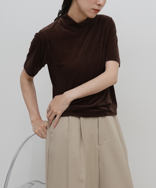 select MOCA(セレクトモカ)の「プチハイネックライトベロアTシャツ(Tシャツ/カットソー・レディース・ブラウン/チャコールグレー/ブラック・FREE)」の17枚目の写真