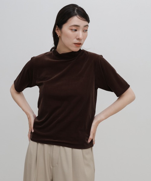 select MOCA(セレクトモカ)の「プチハイネックライトベロアTシャツ(Tシャツ/カットソー・レディース・ブラウン/チャコールグレー/ブラック・FREE)」の19枚目の写真