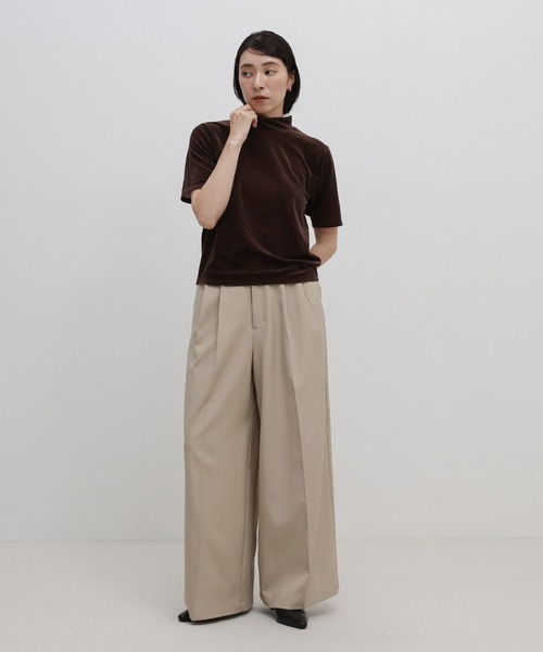 select MOCA(セレクトモカ)の「プチハイネックライトベロアTシャツ(Tシャツ/カットソー・レディース・ブラウン/チャコールグレー/ブラック・FREE)」の5枚目の写真