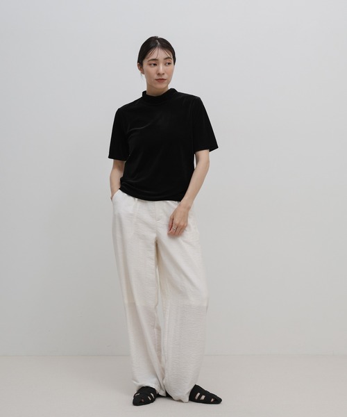 select MOCA(セレクトモカ)の「プチハイネックライトベロアTシャツ(Tシャツ/カットソー・レディース・ブラウン/チャコールグレー/ブラック・FREE)」の6枚目の写真