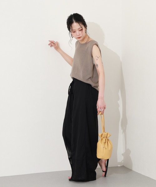 hunch(ハンチ)の「hunch 裾刺繍入りラップパンツ(その他パンツ・レディース・オフホワイト/ブラック・FREE)」の10枚目の写真