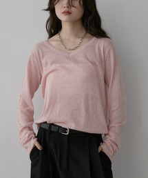 ウール混シアーVネックプルオーバー
