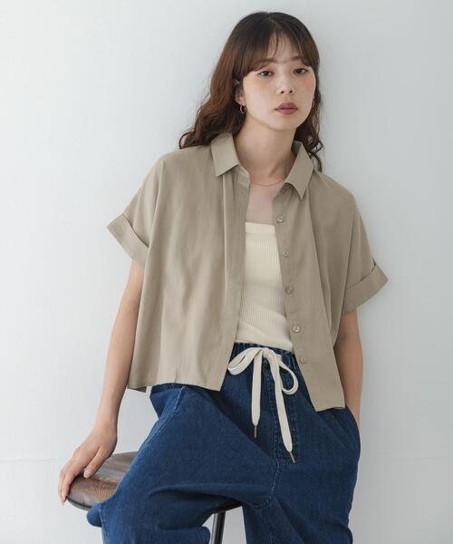 URBAN RESEARCH Sonny Label(アーバンリサーチサニーレーベル)の「リネン混クロップドドルマンシャツ(シャツ/ブラウス・レディース・ネイビー/ベージュ/ホワイト系その他・FREE)」の13枚目の写真