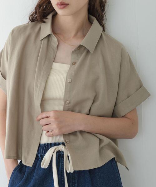 URBAN RESEARCH Sonny Label(アーバンリサーチサニーレーベル)の「リネン混クロップドドルマンシャツ(シャツ/ブラウス・レディース・ネイビー/ベージュ/ホワイト系その他・FREE)」の14枚目の写真