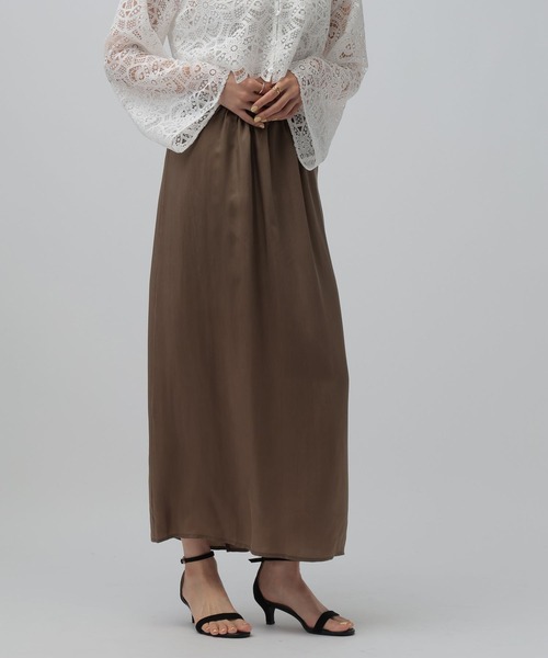 LEPSIM（レプシィム）の「《オフィスライン》キュプラフィブリルツイルスカート　877322（スカート・レディース・チャコールグレー/ブラウン・FREE）」の5枚目の写真