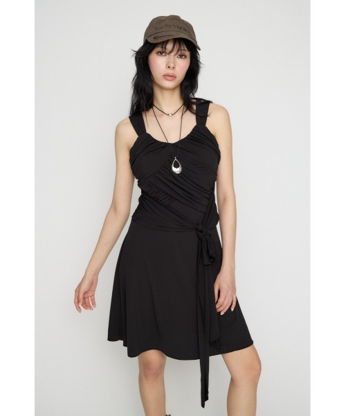 LAGUA GEM（ラグアジェム）の「OVERLAP TIE ミニワンピース（ワンピース・レディース・グレー/ブラック・SMALL/MEDIUM）」の4枚目の写真