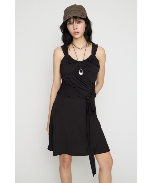 LAGUA GEM（ラグアジェム）の「OVERLAP TIE ミニワンピース（ワンピース・レディース・グレー/ブラック・SMALL/MEDIUM）」の5枚目の写真