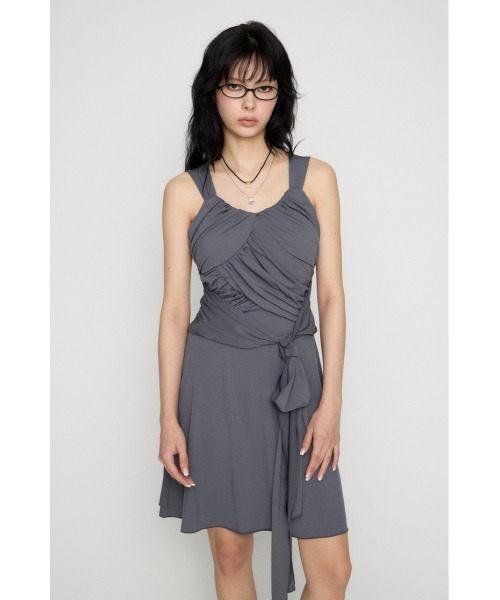LAGUA GEM（ラグアジェム）の「OVERLAP TIE ミニワンピース（ワンピース・レディース・グレー/ブラック・SMALL/MEDIUM）」の8枚目の写真