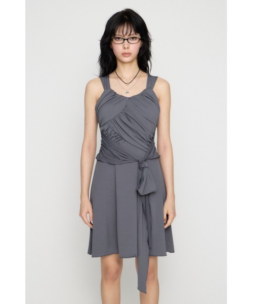 LAGUA GEM（ラグアジェム）の「OVERLAP TIE ミニワンピース（ワンピース・レディース・グレー/ブラック・SMALL/MEDIUM）」の11枚目の写真