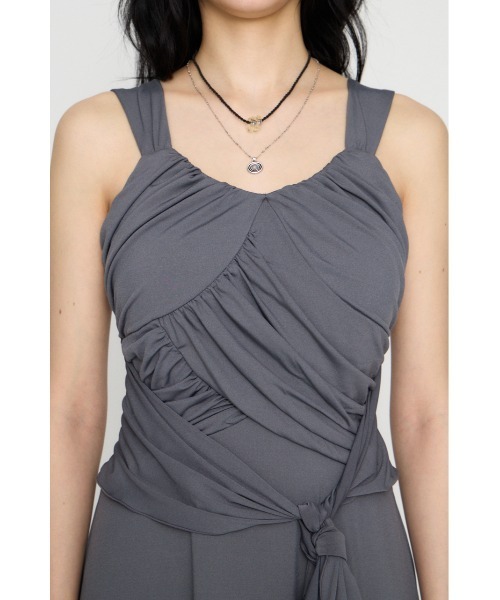 LAGUA GEM（ラグアジェム）の「OVERLAP TIE ミニワンピース（ワンピース・レディース・グレー/ブラック・SMALL/MEDIUM）」の14枚目の写真