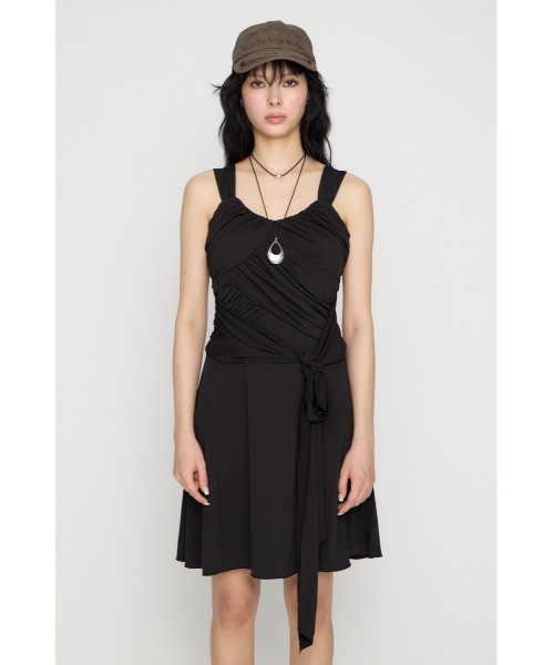 LAGUA GEM（ラグアジェム）の「OVERLAP TIE ミニワンピース（ワンピース・レディース・グレー/ブラック・SMALL/MEDIUM）」の3枚目の写真