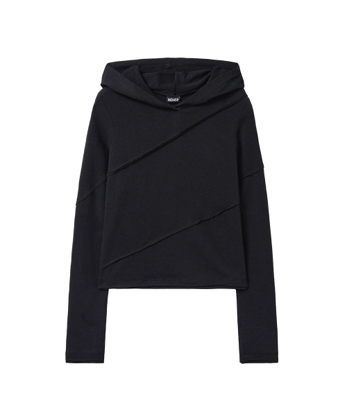RENSE（レンセ）の「Diagonal Cut Slim Fit Hoodie Black（パーカー・レディース・その他・OS）」の3枚目の写真